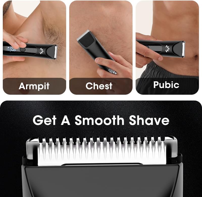 Suttik Manscape Body & Pubic Hair Trimmer for Men, Groin & Ball Trimmer Men, Electric Razor Bikini Trimmer, Body Groomer Ball Shaver for Smooth Wet/Dry Shaving, Led Light - Image 3